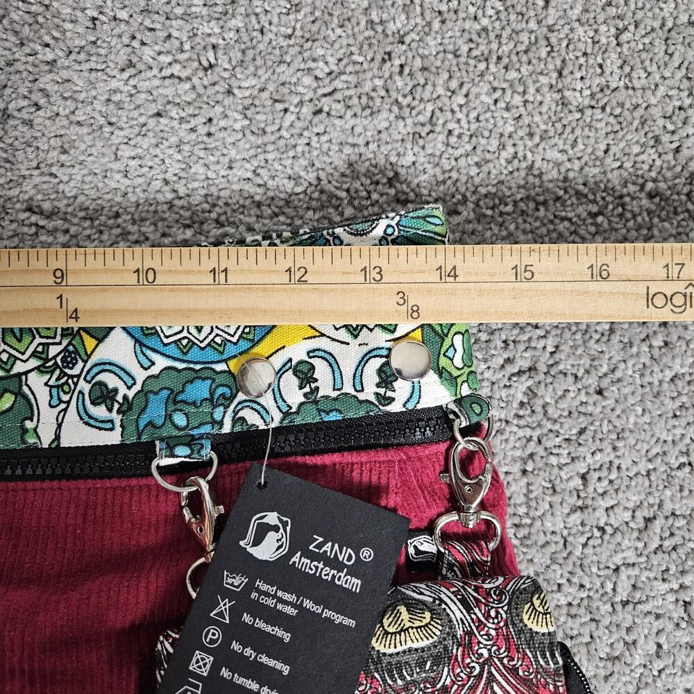 Zand Amsterdam Mini Skirt Womens OS Maroon Corduroy Reversible W Purse Boho - Picture 12 of 14